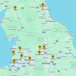 North of England clubs map