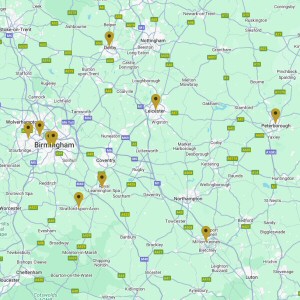 Midlands clubs map