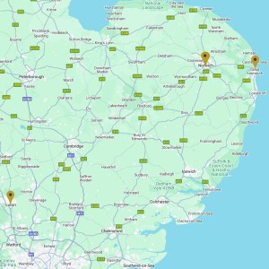 East of England clubs map