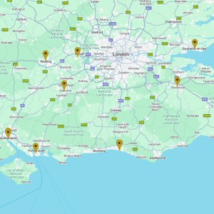 South East England clubs map